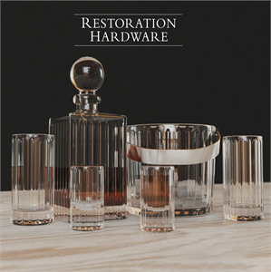 BOULEVARD CUT CRYSTAL BARWARE SET